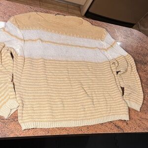 Striped Cream and Tan Women's Sweater